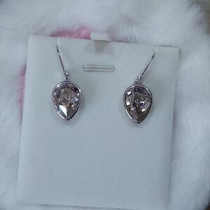 Teardrop Crystal Drop Earrings - Pale Champagne
